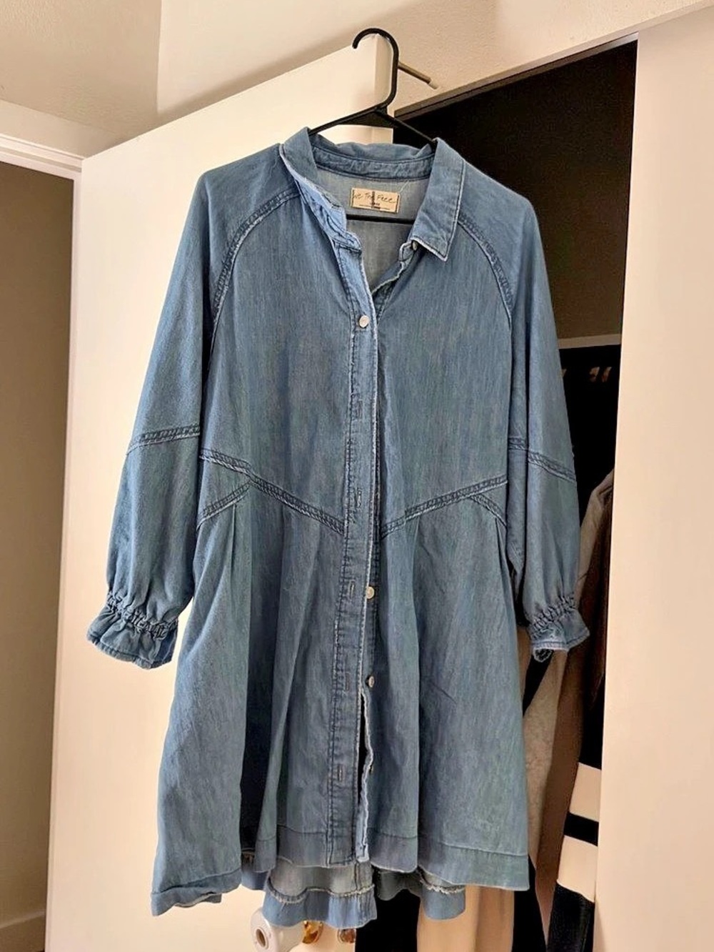 Free People Denim Mini Dress Size Large Like New